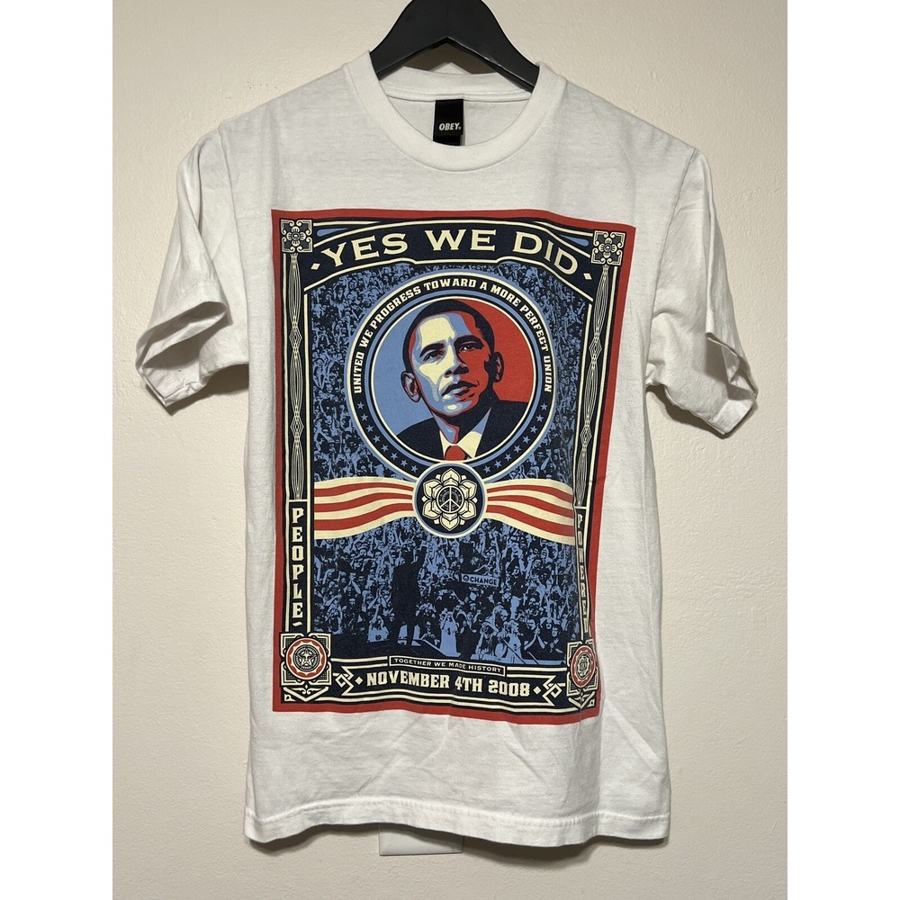 Obey Obama Yes We Did Tee Shepard Fairey Hope Art Shirt USA S